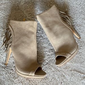 COLIN STUART BEIGE GENUINE LEATHER STILETTO BOOTIE